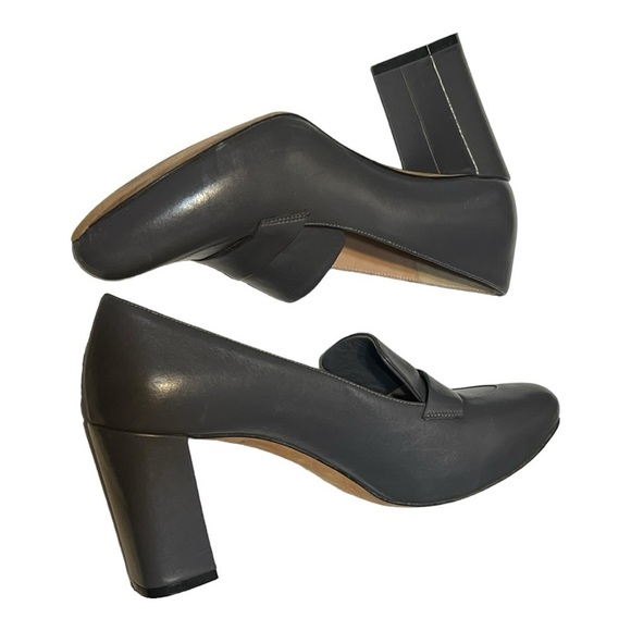 ANTEPRIMA Milano Leather Loafer Pump Grey 3”Block Heel Business Women EU36/US5.5 - Picture 5 of 11